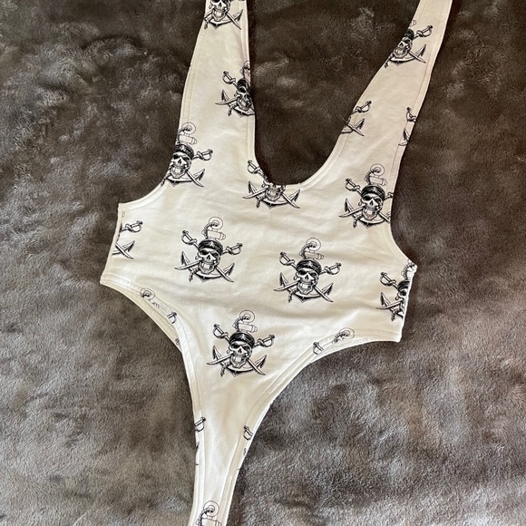 Pirate Swim Suit Thong. Pirates Treasure Body Suit. Over tights Work out Gear. - Picture 5 of 12